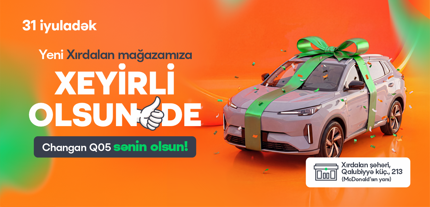 Xırdalan mağazamızın fəaliyyətə başlaması münasibətilə “Changan Q05” avtomobili hədiyyə etmək qərarına gəldik😍
