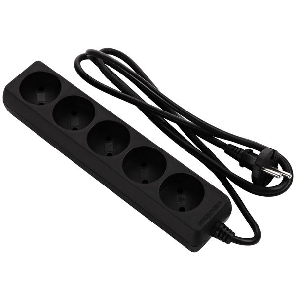 2E Power Socket 5-outlet/1.5M 2E-U0510M1.5 Black