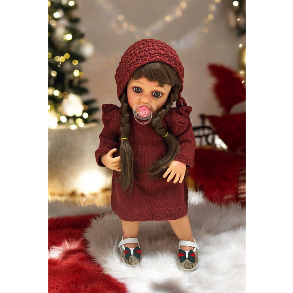 Doll Yeez Wood JX299 Сlothes Wool Dress Burgundy