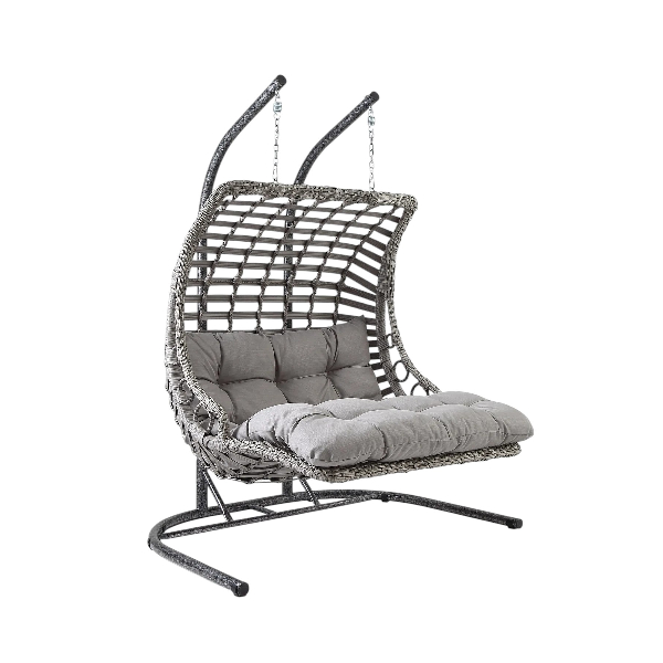 Capri Swing Bodrum Cütlü Rattan Bağ - Balkon Yelləncəyi Gray