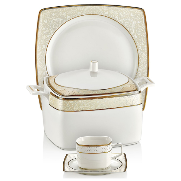 Schafer (SHF4023) kare bone dinner set-85 pcs (8699131728222)