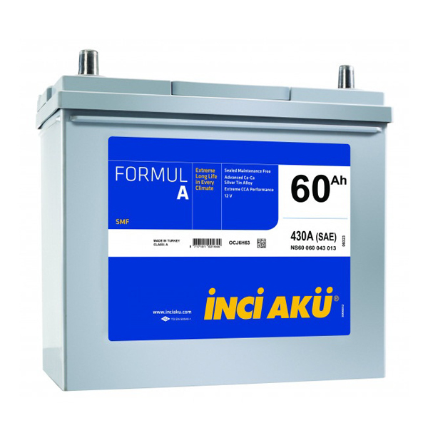 İNCİ AKÜ 60 Ah FormulA R+