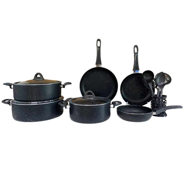 ESSEN POTLISA BIO QRANIİT QAZAN DƏSTİ 18 PARÇA Black