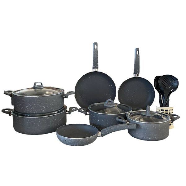 ESSEN POTLISA BIO QRANIİT QAZAN DƏSTİ 18 PARÇA Grey