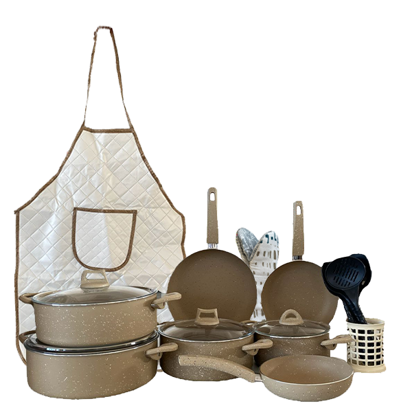 ESSEN POTLISA BIO QRANIİT QAZAN DƏSTİ 18 PARÇA Cream