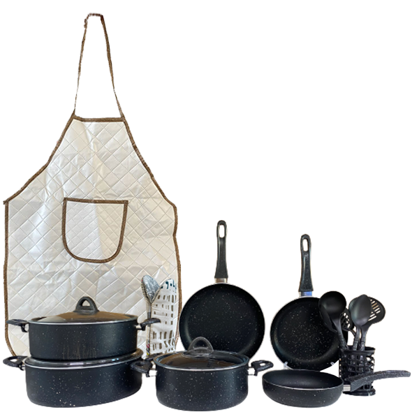 ESSEN POTLISA BIO QRANIİT QAZAN DƏSTİ 21 PARÇA Black