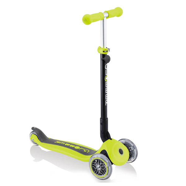 Globber JUNIOR FOLDABLE LIGHTS LIME GREEN WITH ANODIZED TBAR (437-106)