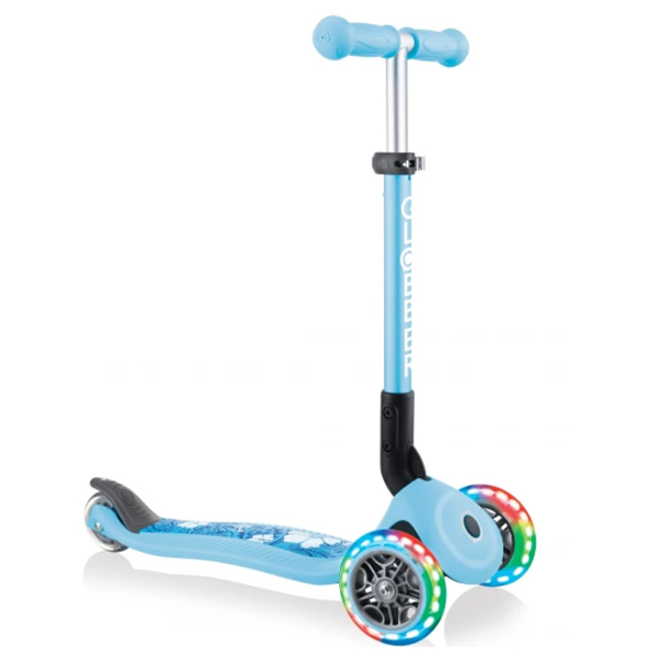 Globber JUNIOR FOLDABLE FANTASY LIGHTS PASTEL BLUE WITH ANODIZED TBAR (433-200)