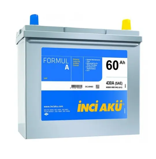 İNCİ AKÜ 60 Ah Asia FormulA R+