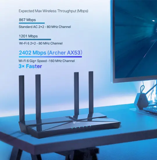 TP-Link Archer AX53 AX3000 Dual Band Gigabit Wi-Fi 6 Router Black