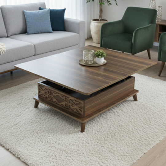 Журнальный стол TRANSFORMER SEHIRLI 95x60 HARELİ CEVİZ EMSO