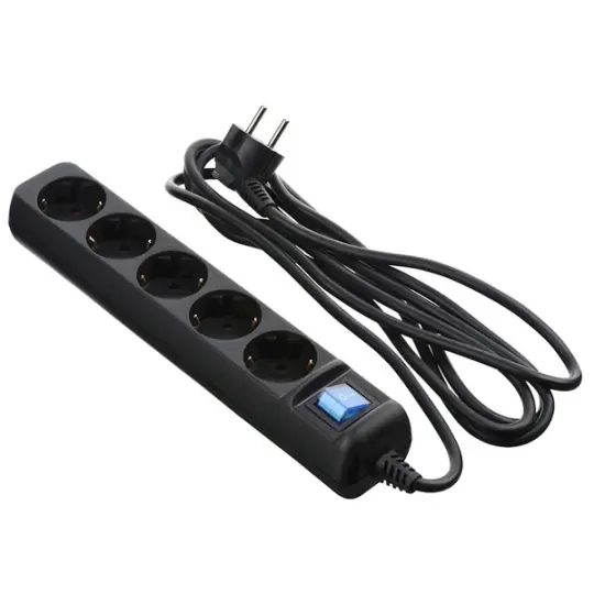 2E Power Socket 5-outlet/1.5M 2E-U05ES15M1.5 Black