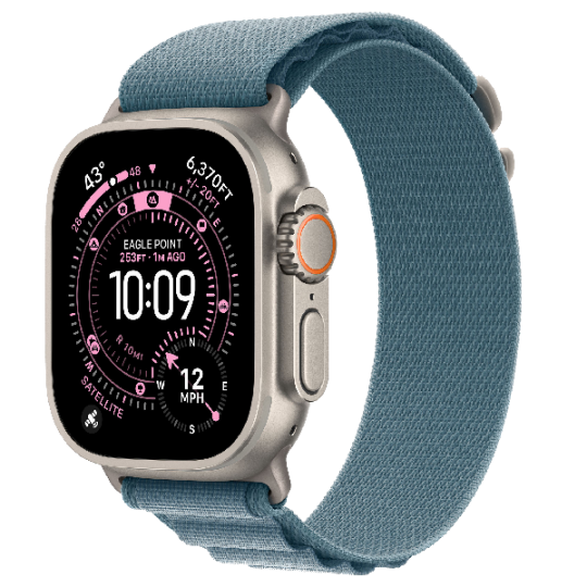 Apple Watch Ultra 3 GPS + Cellular 49mm Natural Titanium Case with Light Blue Alpine Loop