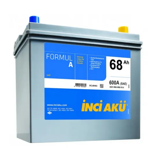 İNCİ AKÜ 68 Ah Asia FormulA L+