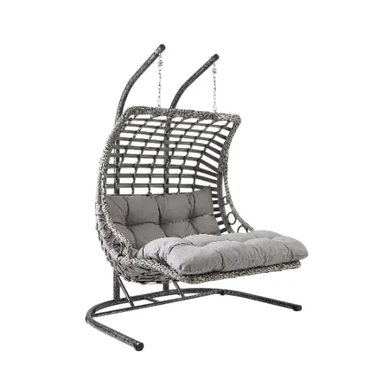 Capri Swing Bodrum Cütlü Rattan Bağ - Balkon Yelləncəyi Gray