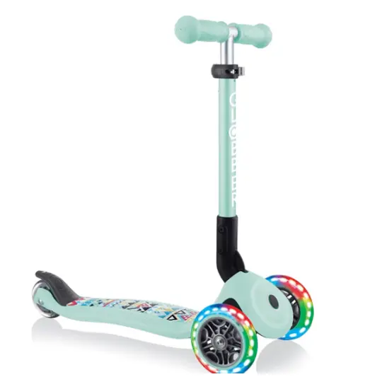 Globber JUNIOR FOLDABLE FANTASY LIGHTS MINT WITH ANODIZED TBAR (433-206)