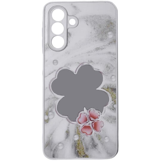 Samsung Galaxy A26 case Silicon Flower with Mirror White Pearl