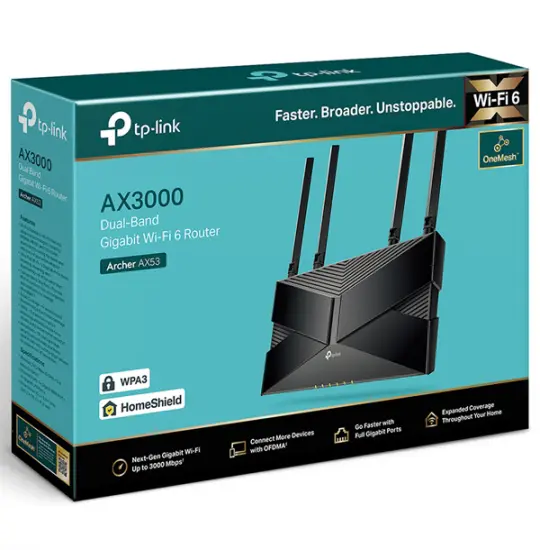 TP-Link Archer AX53 AX3000 Dual Band Gigabit Wi-Fi 6 Router Black