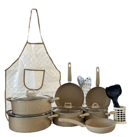 ESSEN POTLISA BIO QRANİT QAZAN DƏSTİ 21 PARÇA Cream
