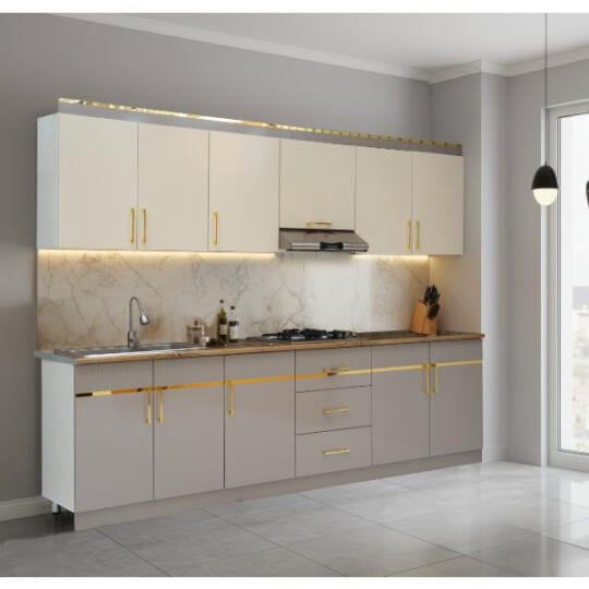 Alzzoni Vero mətbəx mebeli - Krem parlaq