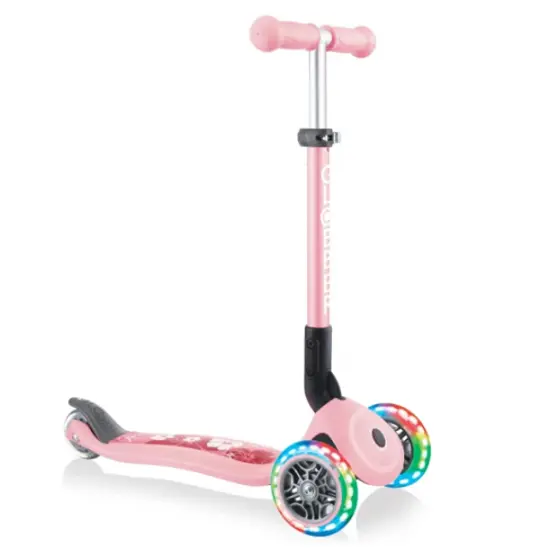 Globber JUNIOR FOLDABLE FANTASY LIGHTS PASTEL PINK WITH ANODIZED TBAR (433-210)
