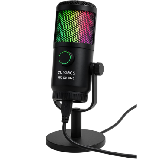 Microphone Streaming Euroacs RGB EU-CM3 Black