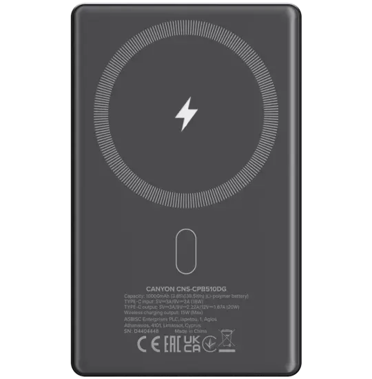 Canyon Wireless Magnetic OnPower 510 CNS-CPB510DG 10000 Dark Gray