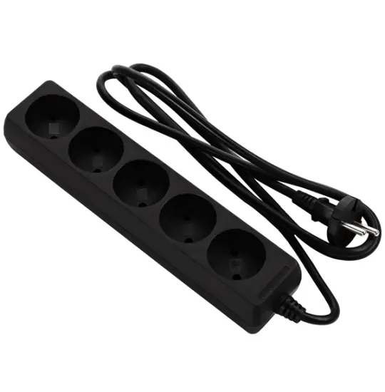 2E Power Socket 5-outlet/1.5M 2E-U0510M1.5 Black